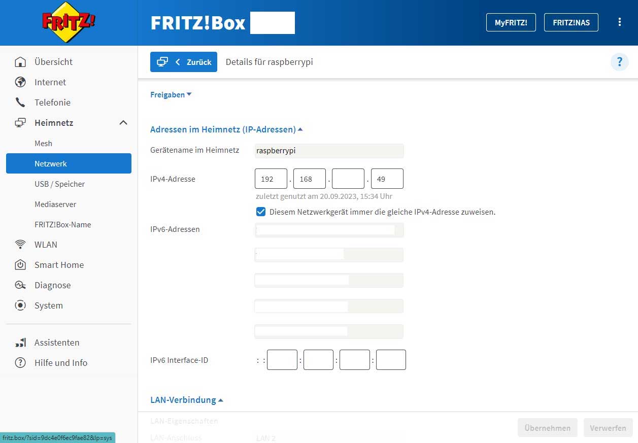 Fritz Box IP zuweisen