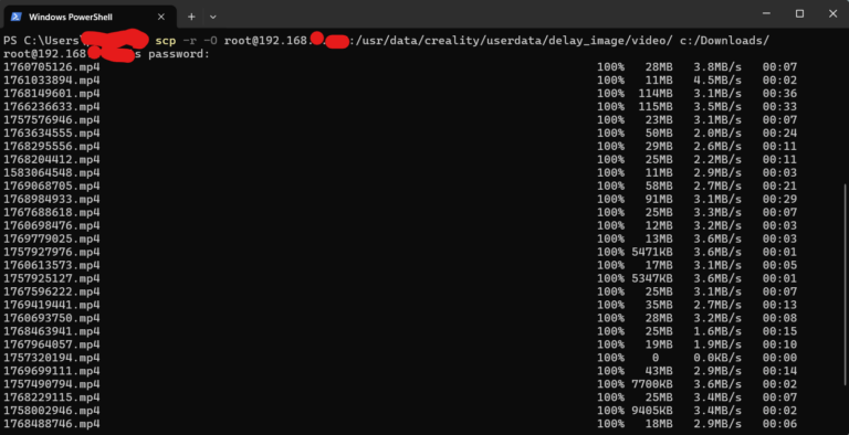 Creality K1 / K1c / K1 Max Timelapse Videos herunterladen